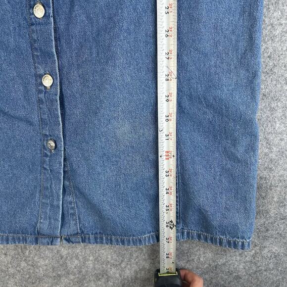 Vintage Denim & Co Denim Dress Medium Button Front Y2K Cotton Cowgirlcore - Picture 7 of 7